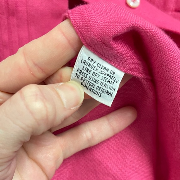 Dos Carolina Pink Tuxedo Style Button Down Blouse - Picture 9 of 14